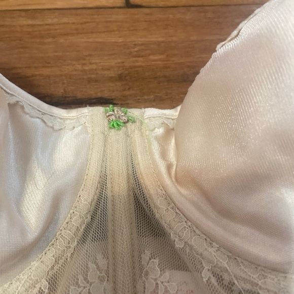 Vtg Lady Marlene34D Beige Lace Corset Bustier Lingerie Strapless Underwire Bra - Picture 4 of 11